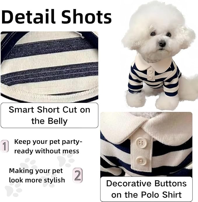 MANON ROSA Dog Clothes Boy Dog Polo Shirt - Image 3