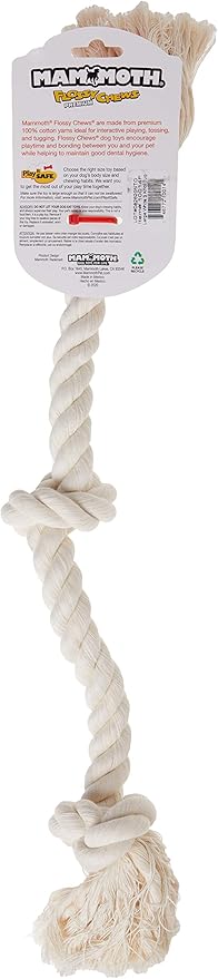 Flossy Chews 100-Percent Cotton White 3-Knot Rope Tug - Image 4