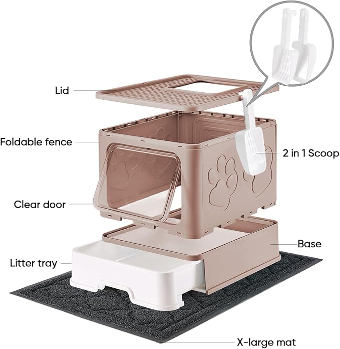 Medario Cat Litter Box with X-Large Litter Mat and Scoop, Large Covered Litter - Image 6