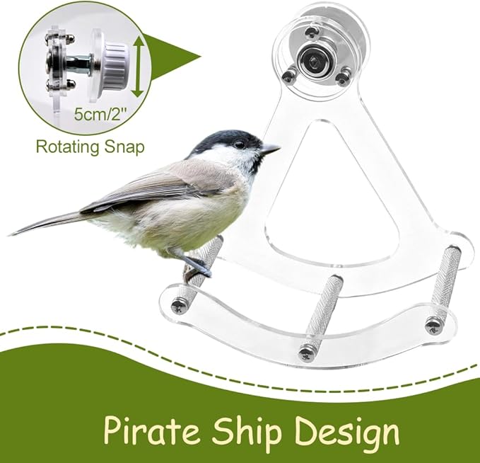 DONGKER Bird Swing Perch, Acrylic Parrot Hanging Perch Built-in Metal Bearings - Image 5