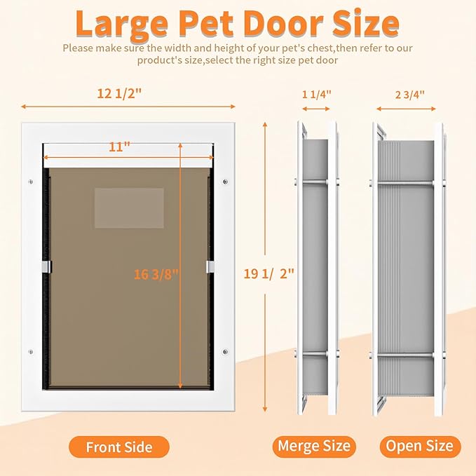 Dog Door for Large Dogs, Large White Aluminum Frame Pet Door - Image 2