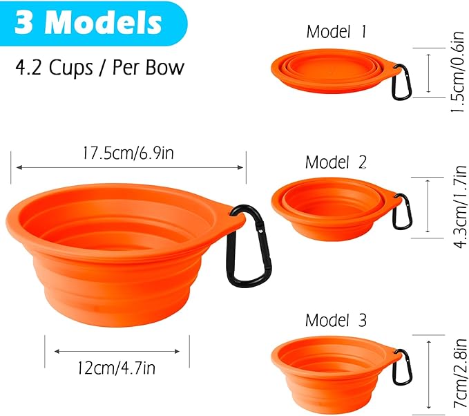 PetBonus 2-Pack Large Silicone Collapsible Dog Bowls, 34oz/1000ml BPA Free - Image 3