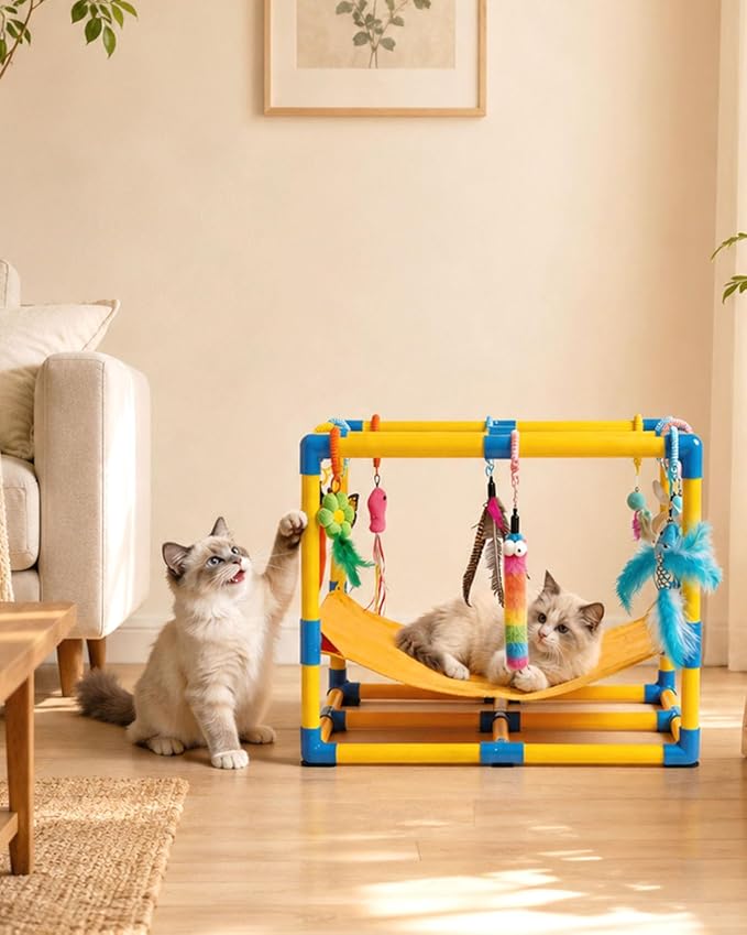Cat Jungle Gym with Hanging Interactive Toys, Indoor Cat Activity Center with - Image 9