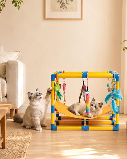 Cat Jungle Gym with Hanging Interactive Toys, Indoor Cat Activity Center with - Image 9