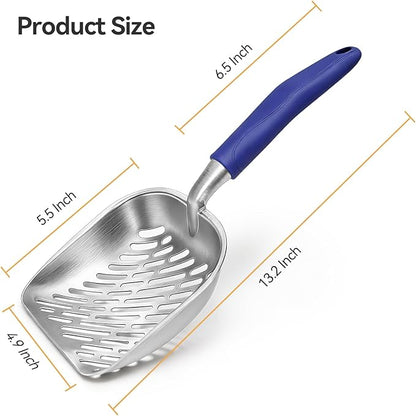 Cat Litter Scoop, Large Long Handle Kitty Metal Scooper, Heavy Duty Aluminum - Image 2