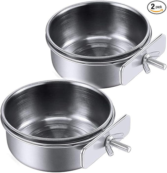 PINVNBY Parrot Feeding Cups Birds Food Dish Stainless Steel Parrot Feeders by PINVNBY
