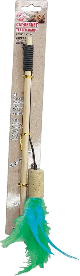 SPOT Cat-Bernet Cork with Feathers Teaser Wand Bernet Cat Toy - Image 2