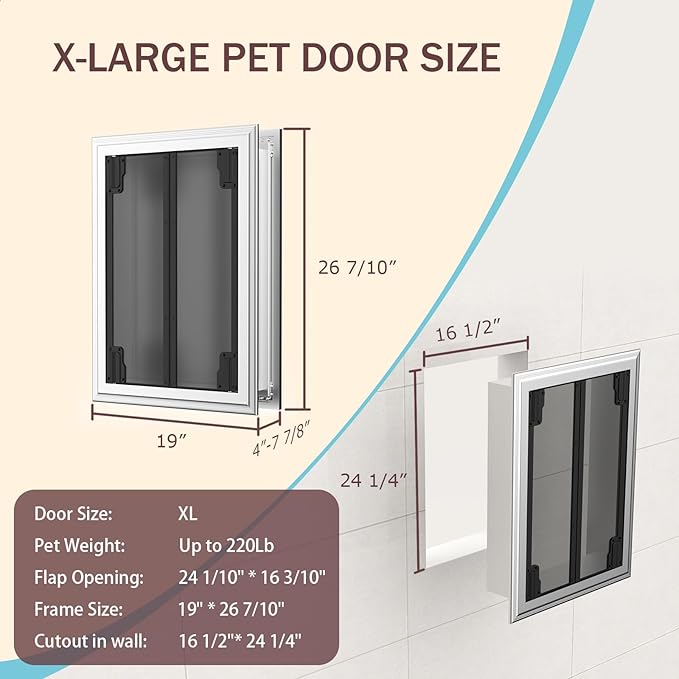 Dog Door for Wall, Energy Efficient French Doggy Door - Image 2
