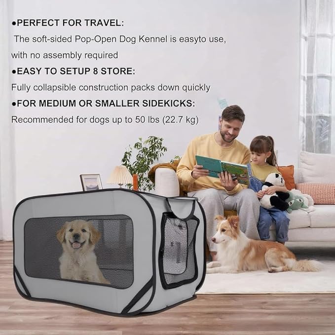 36 Inch Foldable Dog Kennel for Large Dogs, Portable Waterproof Pop-Up Pet Crate - Image 4