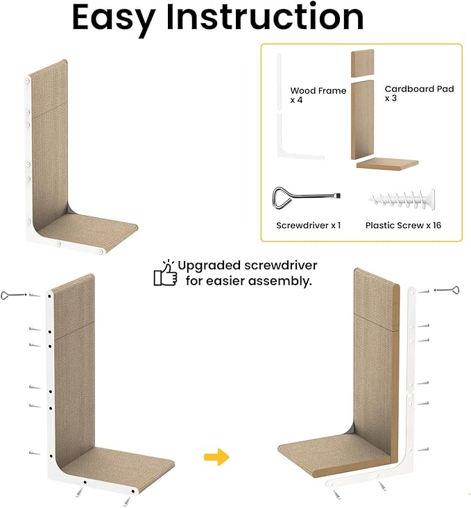 Conlun Cardboard Cat Scratcher, Vertical Wall-Leaning Scratching Board to - Image 5