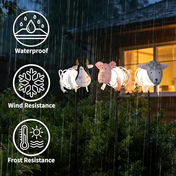 Farm Animal Solar Garden Lights, Decorative Statues Figurine Lights - Image 4