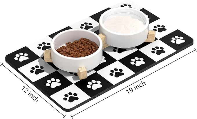 Rnivvi Dog Food Mat, Cute Anti-Slip Rubber Pet Feeding Rug Protect Floors - Image 2