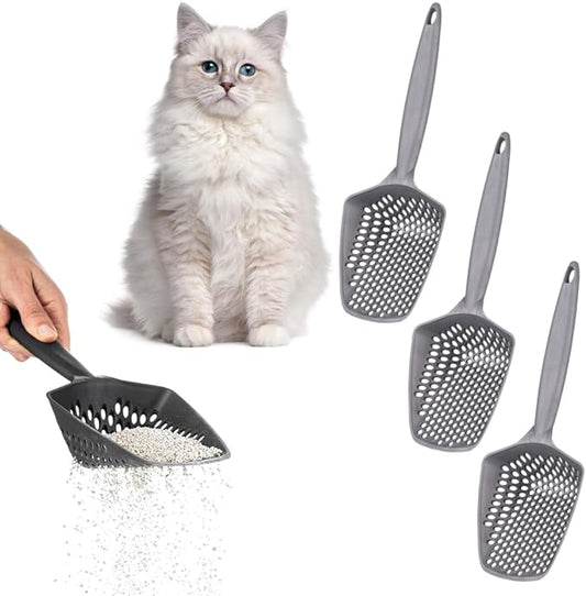 Set of 3 Cat Litter Scoop with Small Holes, Deep Sifting Shovel by EYNEL