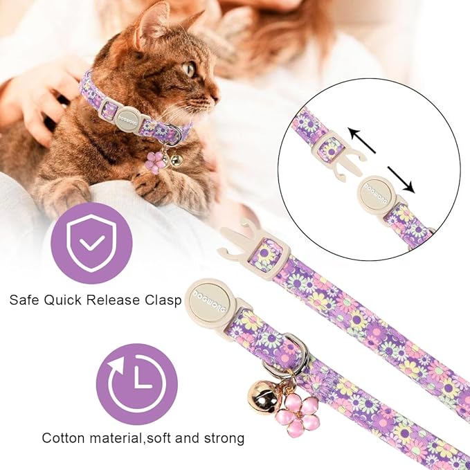 Cat Collar, 2 Pack Cute Cat Collars Breakaway - Image 3