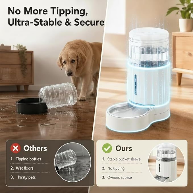 CZPET Dog Water Bowl Dispenser 7L, Wider Mouth & Upgraded Brush - Image 3