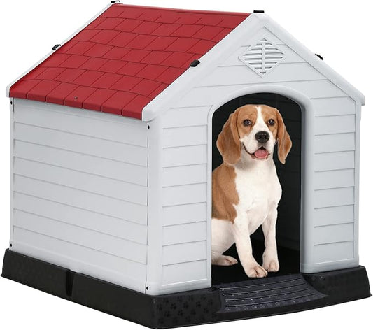 FDW Dog House Indoor Outdoor Durable Ventilate Waterproof Pet Plastic Dog House by FDW