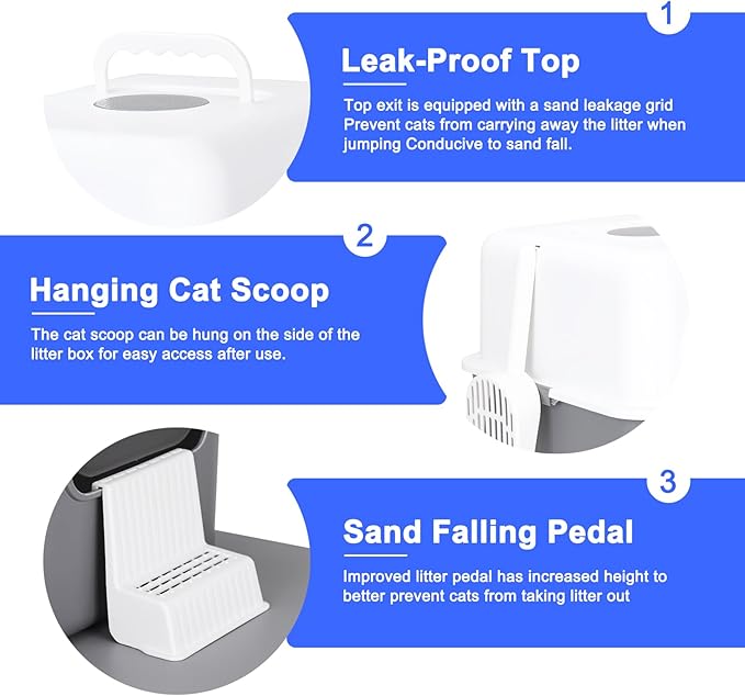 Sfozstra Grey Enclosed Cat Litter Box - Image 3