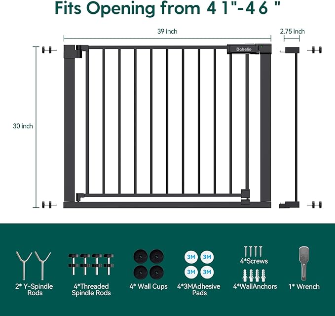 Babelio Baby Gate for Doorways and Stairs, 41-46" Pet Gate - Image 6