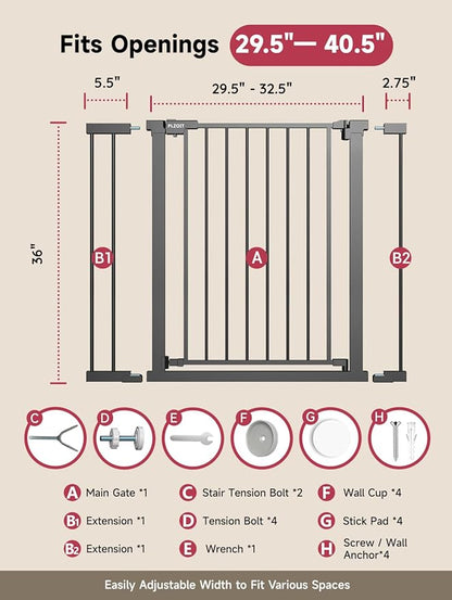 36" Extra Tall Baby Gate for Stairs, 29.5-40.5" Wide Dog Gate for Doorways - Image 7
