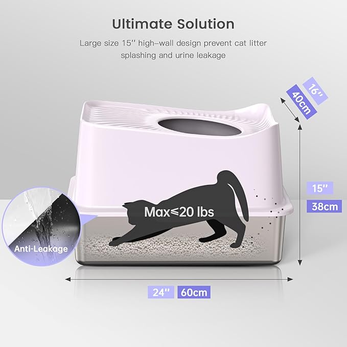 WoofiGo XL Stainless Steel Cat Litter Box Top Entry Extra Large Metal Litter Box - Image 3
