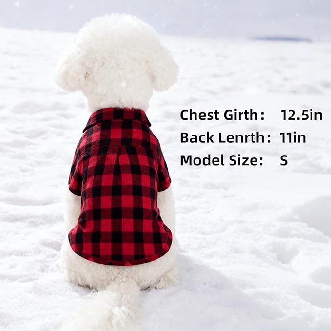 PUPTECK Plaid Dog Shirt, Cute Puppy Cat Polo T-Shirt, Soft Pet Clothes Boy - Image 6