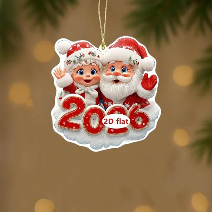9 Pcs Christmas Tree Decorations 2026 Merry Christmas Santa Claus Hanging - Image 3