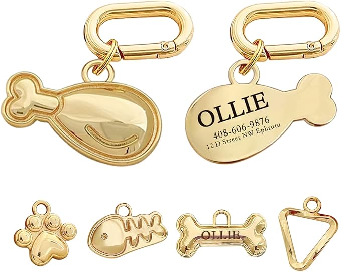 Dogs ID Tags Personalized Double Sided Deep Engraved Cat & Dog Collar Charm by MEMOPAW