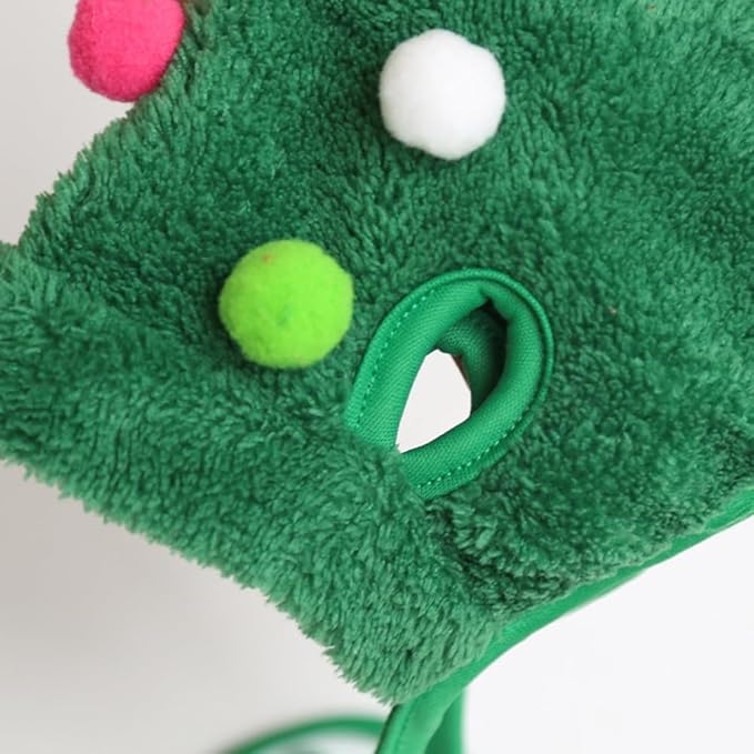 Christmas Tree Headwear Hat for Pet Decorations Star Pompoms Christmas Dog - Image 4