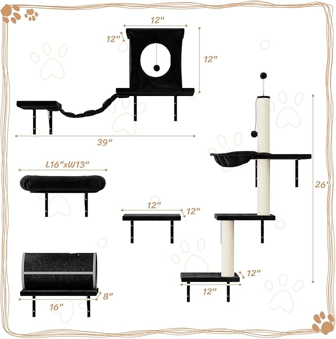 NUNU LAB 7-in-1 Cat Wall Shelves, Wall Mounted Cat Climber Set, Cat Furniture - Image 4