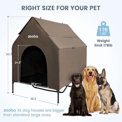 Zooba 48" XL Outdoor Dog House – Weatherproof Elevated Pet Shelter, Breathable - Image 5