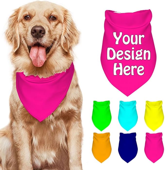 Customize Pet Scarfs Custom Dog Bandana Add Your Photo Name Text Image by VYXONIA