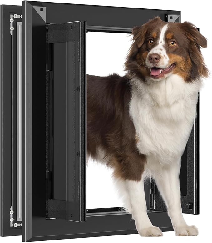 Aluminum French Large Dog Door, Heavy-Duty by LEADSTOTHETOP
