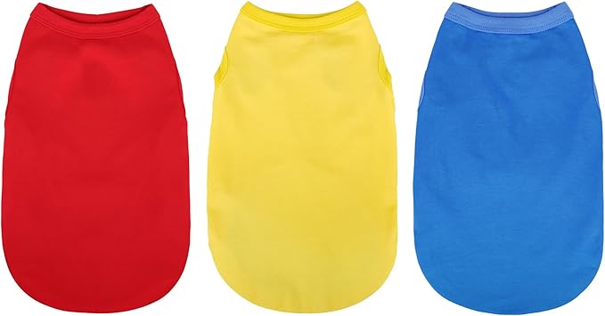 Paiaite 3 Pieces Plain Dog Shirt Sleeveless Puppy Cotton Dog Shirts Breathable by Paiaite