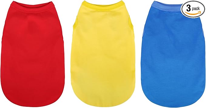 Upgrade Your Pup's Wardrobe: 3-Pack Sleeveless Cotton Dog Shirts by Paiaite