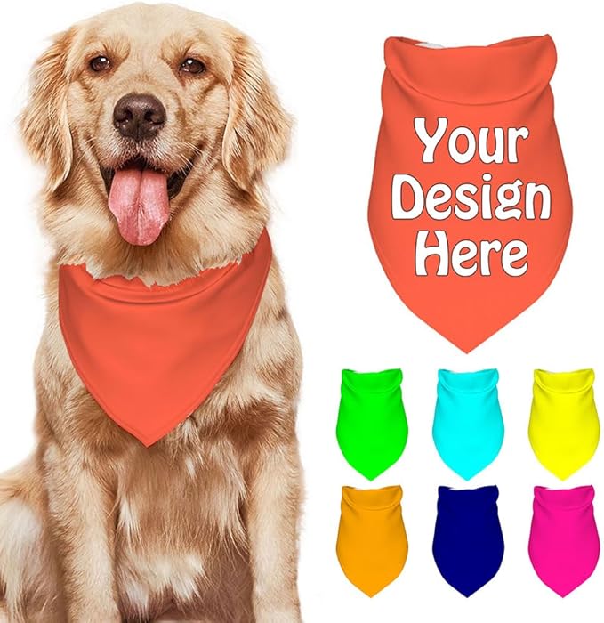 Customize Pet Scarfs Custom Dog Bandana Add Your Photo Name Text Image by VYXONIA