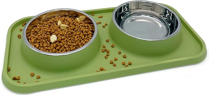 BNOSDM Double Dog Food Bowls Stainless Steel Dog Food and Water Bowls by BNOSDM