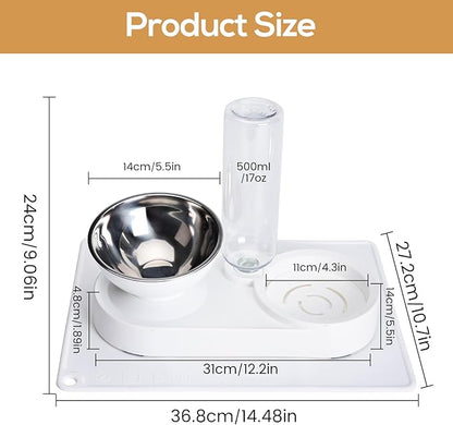 2 in 1 Elevated Dog Cat Bowls, 15°Tilted Pets Water and Food Bowl Set, Pet - Image 2