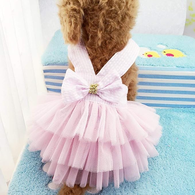 Dog Dresses, Fashion Pet Dog Clothes, Striped Mesh Puppy Dogs Princess Dresses by TAPBULL