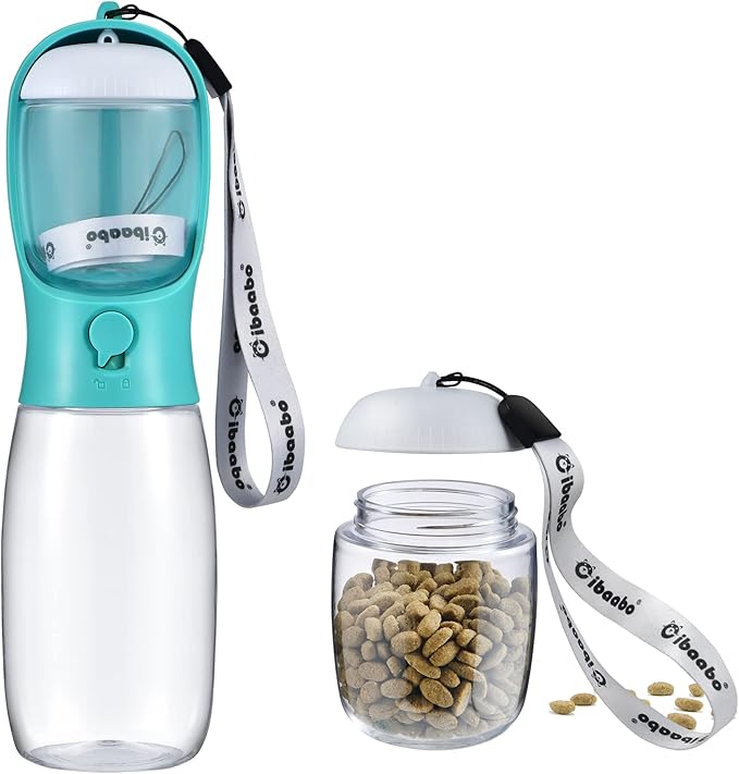 Cibaabo Dog Water Bottle with Food Container, Travel Puppy Water Bowl, Portable by Cibaabo