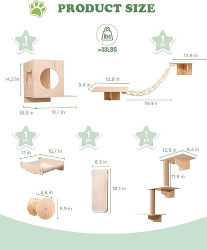 6 in 1 Cat Wall Shelves, Cat Wall Furniture - Image 7