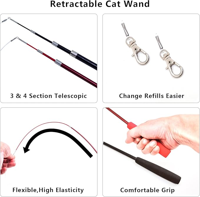 miwoowim Interactive Cat Wand Toy Set – 2 Retractable Wands - Image 4