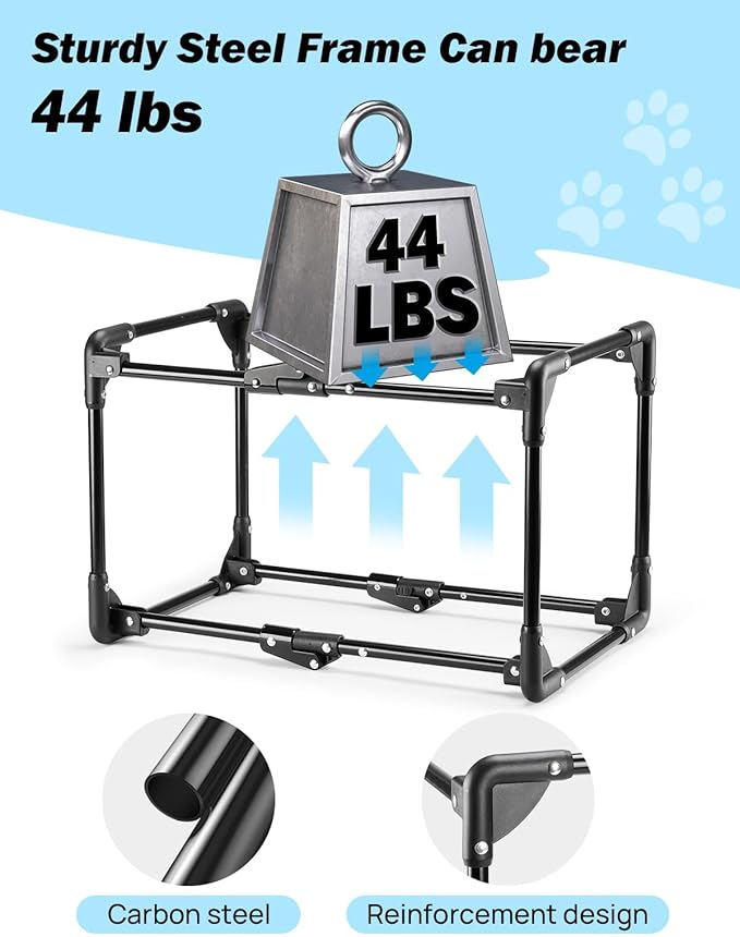 JOYTUTUS 20 Inch Collapsible Dog Crate, Steel Frame 8-Bar Foldable Soft Kennel - Image 3