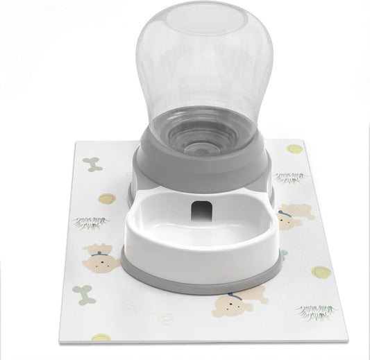 1 Gallon Automatic Dog Water Bowl Dispenser - Staltwo Premium Pet Water Dispenser with Non-Slip Mat,Large Capacity Water Feeder for Cats and Dogs, BPA-Free,1 Gallon Grey