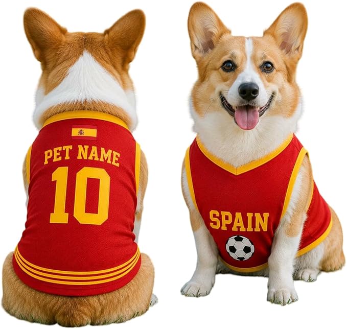 V-DECORPARKS Dog Jersey Custom Name Number, Pets Soccer Jersey by V-Decorparks