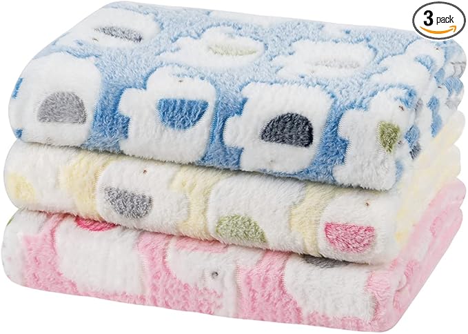 Dono 1 Pack 3 Dog Blankets, Soft Fluffy Fleece Pet Blanket Warm Sleep Mat Paw by Dono