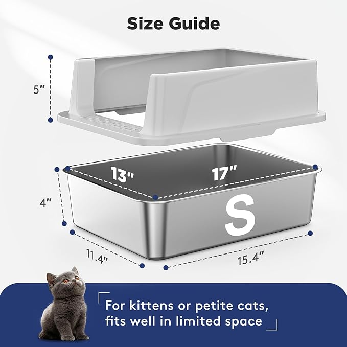 FURTIME 2 Pack Stainless Steel Cat Litter Box - Image 6