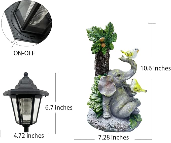 Solar Elephant Garden Statue, Outside Elephant Statue - Image 3