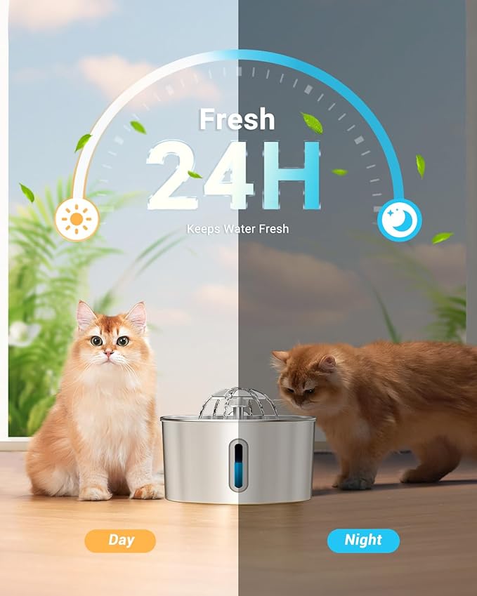 Cat Water Fountain Stainless Steel - 108oz/3.2L Automatic Large Pet Watering - Image 6