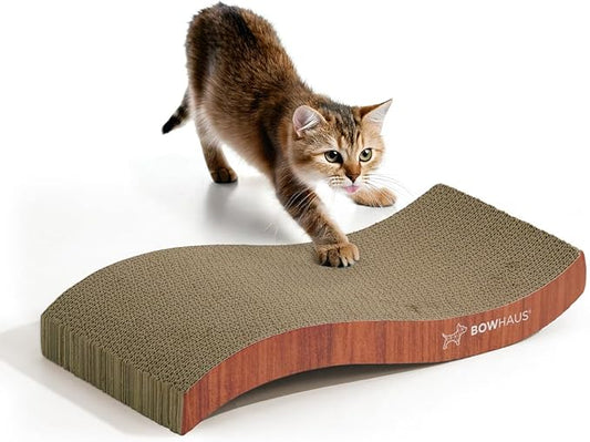 BOWHAUS Curved Cat Scratcher Cardboard, Reversible Scratcher, Durable & by BOWHAUS