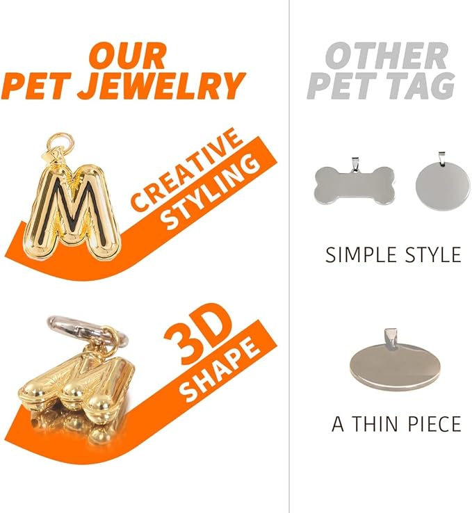 Personalize CAT Collar Charm Brass Balloon Initials/Number Shape - Image 5